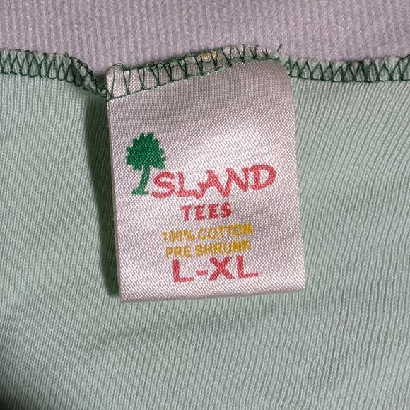 Vtg Y2K Island Tees Jamaica Me Crazy Embroidered Green Long Sleeve Baby Tee Sz L - Picture 4 of 4